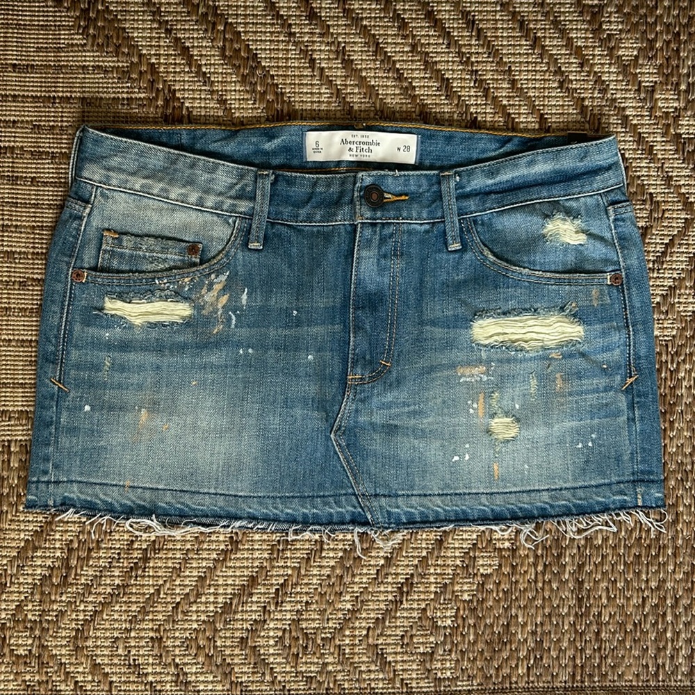 Abercrombie & Fitch Distressed Jean Mini Skirt